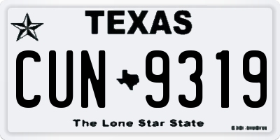 TX license plate CUN9319