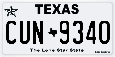 TX license plate CUN9340