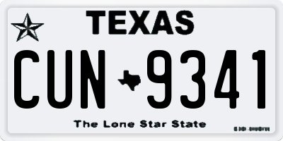 TX license plate CUN9341