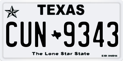 TX license plate CUN9343