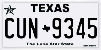 TX license plate CUN9345