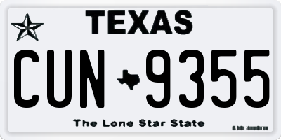 TX license plate CUN9355