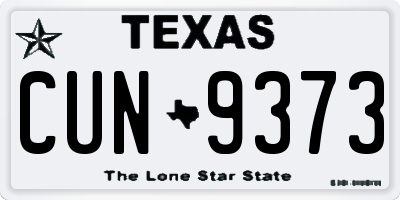 TX license plate CUN9373