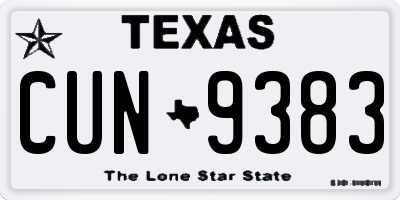 TX license plate CUN9383