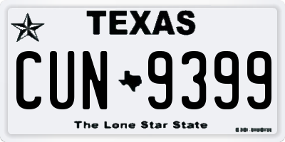 TX license plate CUN9399