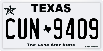 TX license plate CUN9409