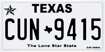 TX license plate CUN9415