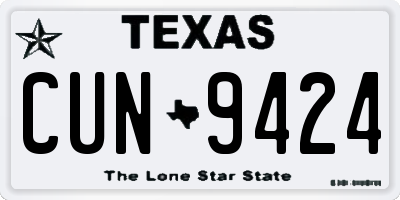 TX license plate CUN9424
