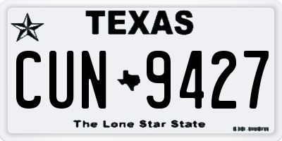 TX license plate CUN9427