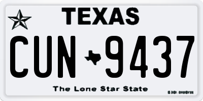 TX license plate CUN9437