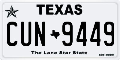 TX license plate CUN9449