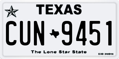 TX license plate CUN9451