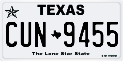 TX license plate CUN9455