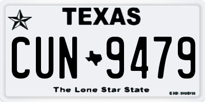 TX license plate CUN9479