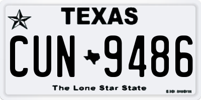 TX license plate CUN9486
