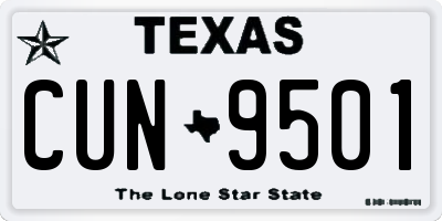 TX license plate CUN9501