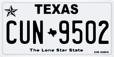 TX license plate CUN9502