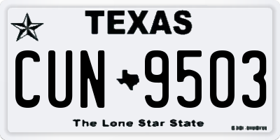 TX license plate CUN9503