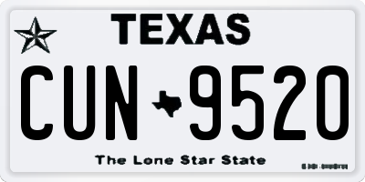 TX license plate CUN9520
