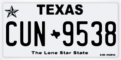 TX license plate CUN9538