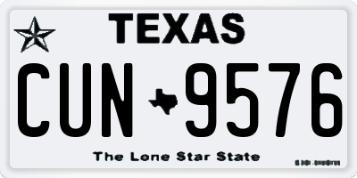 TX license plate CUN9576