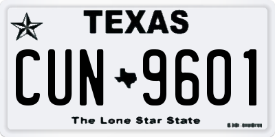 TX license plate CUN9601