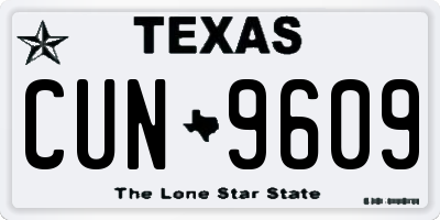 TX license plate CUN9609
