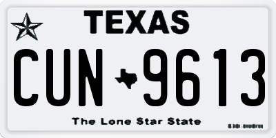 TX license plate CUN9613