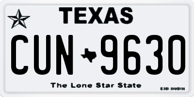 TX license plate CUN9630