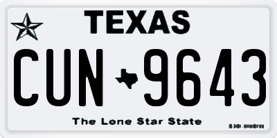 TX license plate CUN9643
