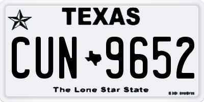 TX license plate CUN9652