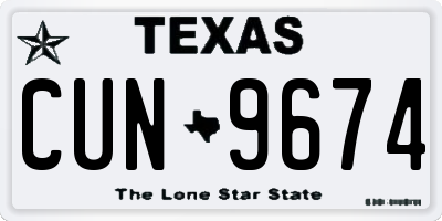 TX license plate CUN9674