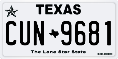 TX license plate CUN9681