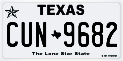 TX license plate CUN9682