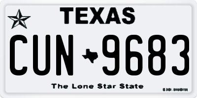 TX license plate CUN9683