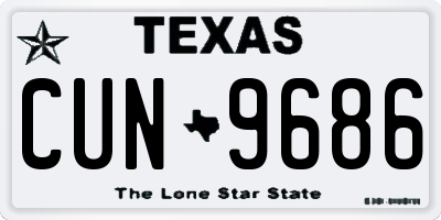 TX license plate CUN9686