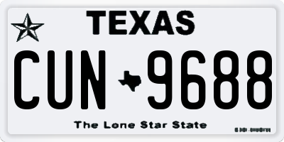 TX license plate CUN9688