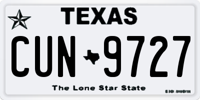 TX license plate CUN9727