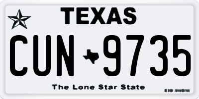 TX license plate CUN9735