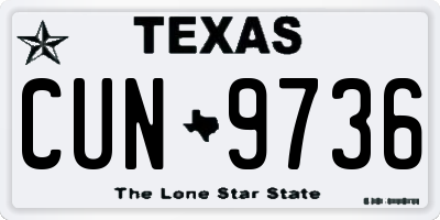 TX license plate CUN9736