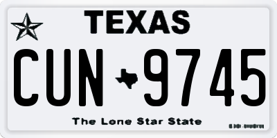 TX license plate CUN9745