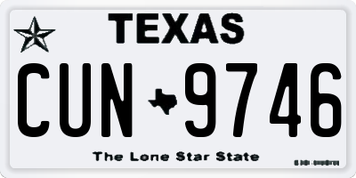 TX license plate CUN9746