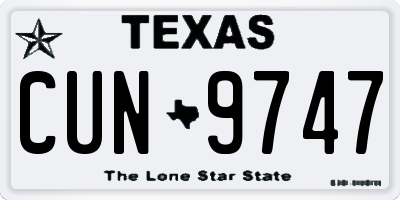 TX license plate CUN9747