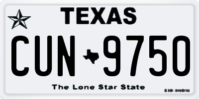 TX license plate CUN9750