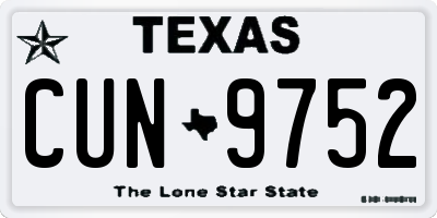 TX license plate CUN9752