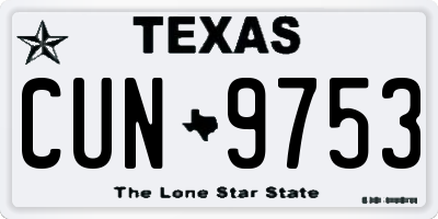TX license plate CUN9753