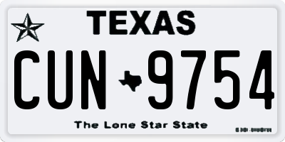 TX license plate CUN9754