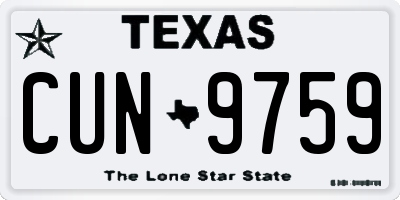 TX license plate CUN9759