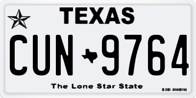 TX license plate CUN9764