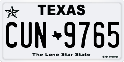 TX license plate CUN9765